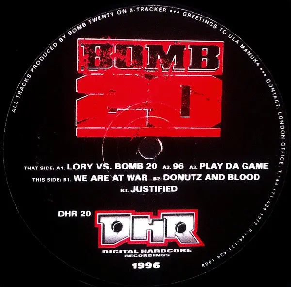 Bomb 20 - Choice Of The Righteous, Electronic, Breakcore, Hardcore, 1997 - Digital Hardcore Recordings (DHR), Germany, Vinyl 