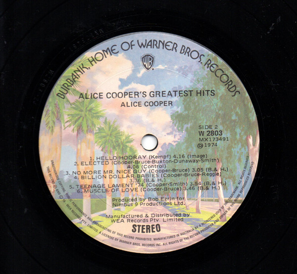 Alice Cooper - Alice Cooper's Greatest Hits, Rock, Hard Rock, 1974 - Warner Bros. Records, Australia, Vinyl 1x LP, Compilatio