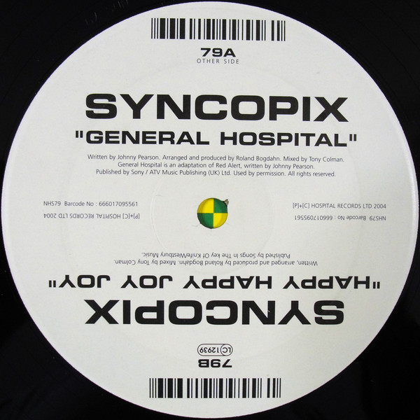 Syncopix - General Hospital, Electronic, Drum n Bass, 2004 - Hospital Records, UK, Vinyl 1x 12", 45 RPM