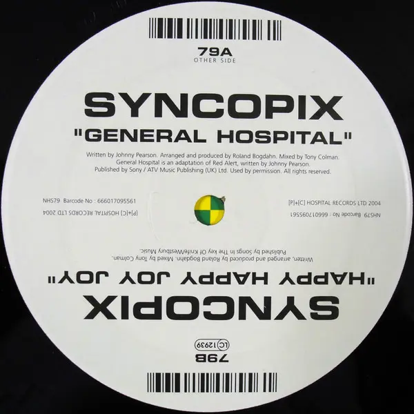 Syncopix - General Hospital, Electronic, Drum n Bass, 2004 - Hospital Records, UK, Vinyl 1x 12", 45 RPM