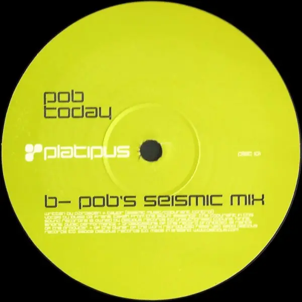 Pob - The Essence / Today, Electronic, Progressive Trance, 2002 - Platipus, UK, Vinyl 1x 12", 45 RPM