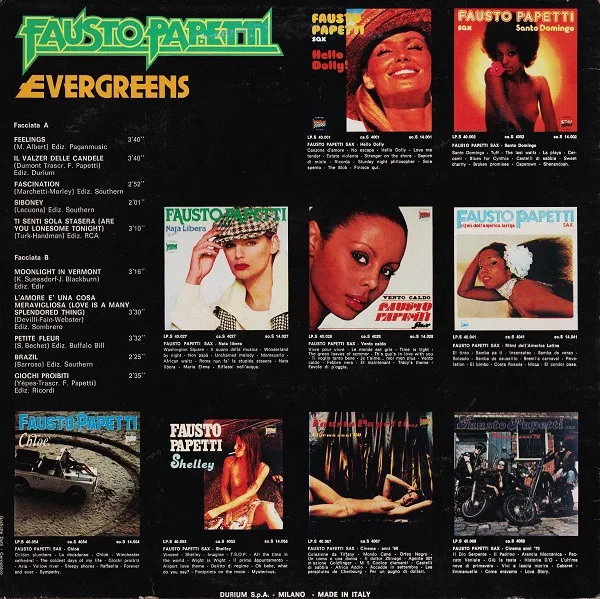 Album cover for Evergreens by Fausto Papetti