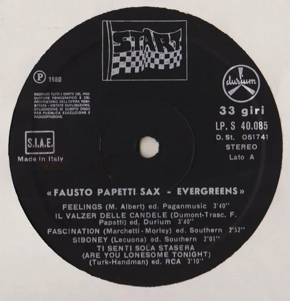 Album cover for Evergreens by Fausto Papetti