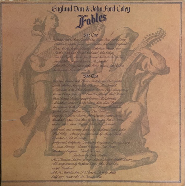 England Dan & John Ford Coley - Fables, Folk, World, & Country, Rock, Country Rock, Folk Rock, Soft Rock, A&M Records, US, Vi