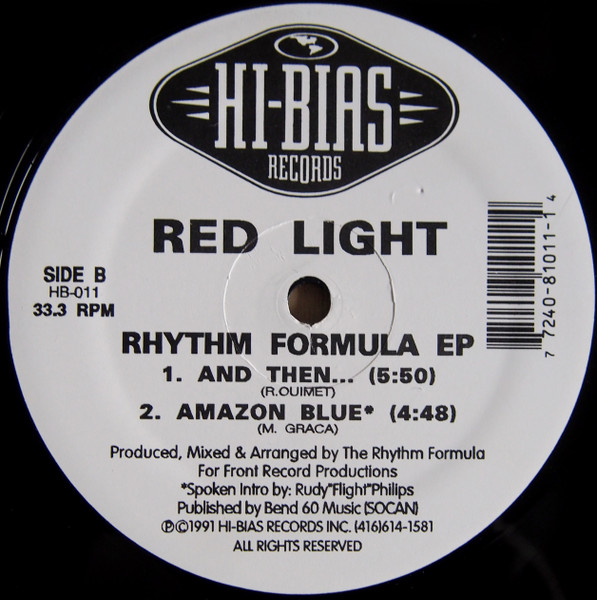 Red Light - Rhythm Formula EP, Electronic, Deep House, Garage House, House, 1991 - Hi-Bias Records, Canada, Vinyl 1x 12", 33 
