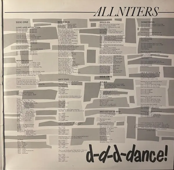 Allniters - D-D-D-Dance, Reggae, Ska, 1983 - Powderworks, Australia, Vinyl 1x LP