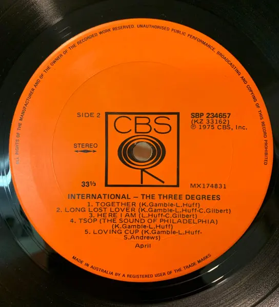 Three Degrees, The - International, Funk / Soul, Disco, Soul, 1975 - CBS, Australia, Vinyl 1x LP, Album