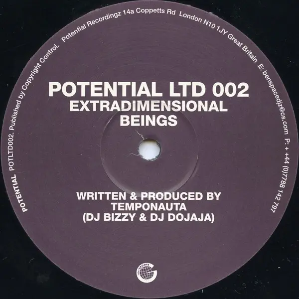 Temponauta - Extradimensional Beings, Electronic, Techno, 2002 - Potential, UK, Vinyl 1x 12", 45 RPM, Single Sided