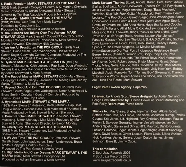 Mark Stewart Featuring Maffia & Pop Group, The - Kiss The Future, Electronic, Rock, Disco, New Wave, Punk, 2005 - Soul Jazz R