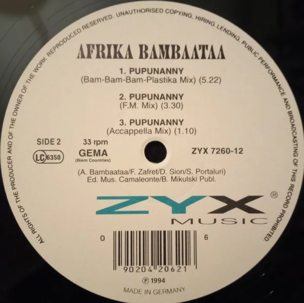 Album cover for Pupunanny by Afrika Bambaataa