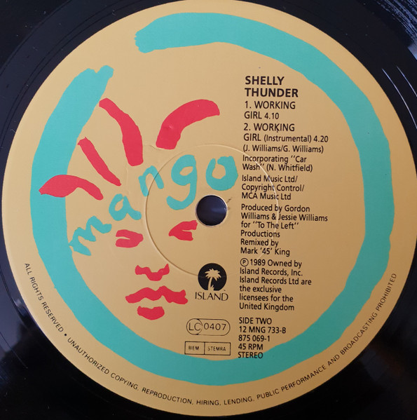 Shelly Thunder - Working Girl, Hip Hop, 1989 - Mango, UK, Vinyl 1x 12", Single