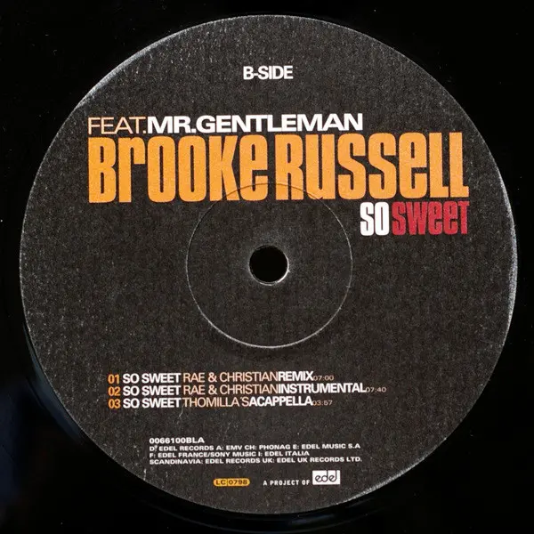 Brooke Russell Feat. Gentleman - So Sweet, Electronic, Hip Hop, Downtempo, Pop Rap, 1999 - Black Tools, Edel, Germany, Vinyl 