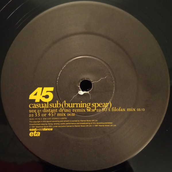 ETA - Casual Sub (Burning Spear), Electronic, Breakbeat, Breaks, 1997 - EastWestDance, UK, Vinyl 1x 12", 33 ⅓ RPM, 45 RPM, St