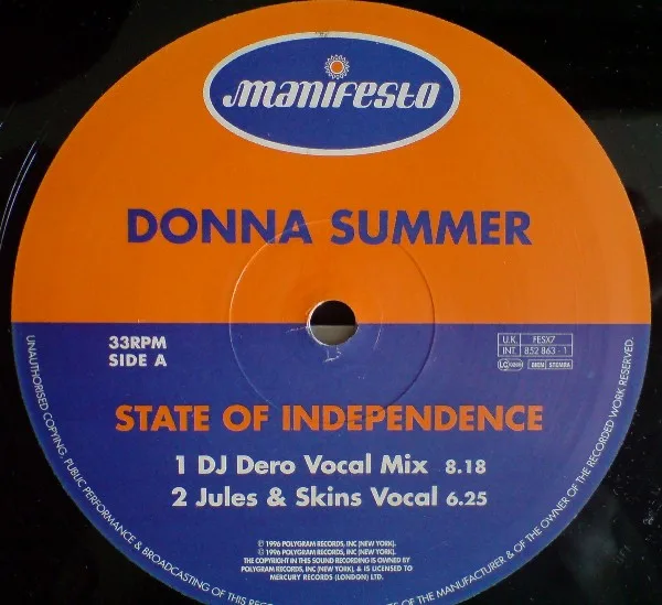 Album cover for State Of Independence by Donna Summer