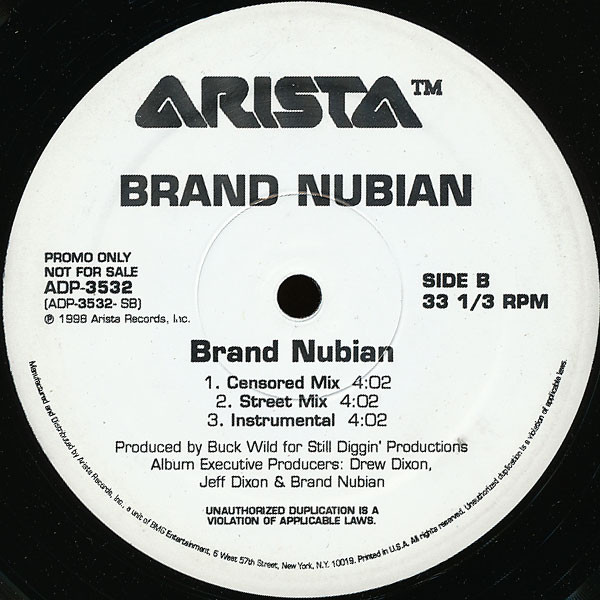 Brand Nubian - The Return / Brand Nubian, Hip Hop, 1998 - Arista, US, Vinyl 1x 12", Promo