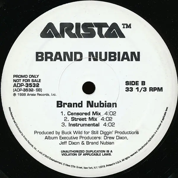Brand Nubian - The Return / Brand Nubian, Hip Hop, 1998 - Arista, US, Vinyl 1x 12", Promo