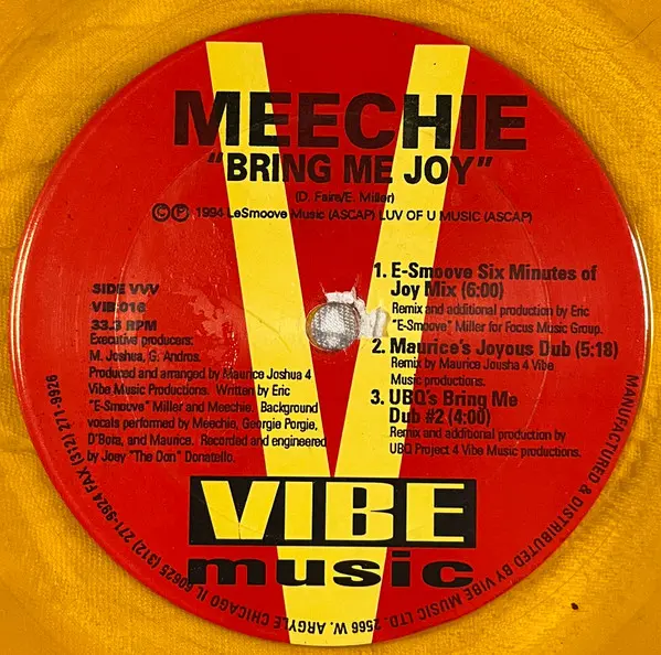 Meechie - Bring Me Joy, Electronic, House, 1994 - Vibe Music, US, Vinyl 2x 12", 33 ⅓ RPM Orange Vinyl