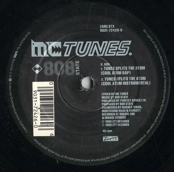 MC Tunes Versus 808 State - Tunes Splits The Atom (Creamatomic Rap), Electronic, Hip Hop, Pop Rap, Techno, 1990 - ZTT, UK & E