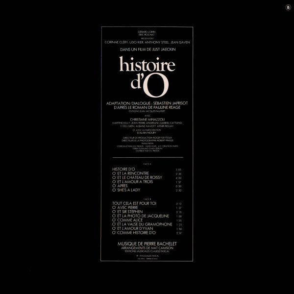Pierre Bachelet - Histoire D'O (Bande Originale Du Film), Electronic, Rock, Stage & Screen, Lounge, Score, Soundtrack, 1975 -