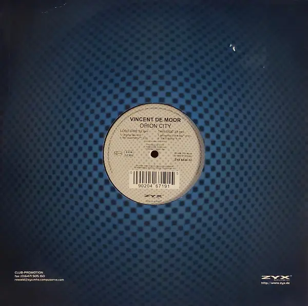 Vincent De Moor - Orion City, Electronic, Trance, 1998 - ZYX Music, Germany, Vinyl 1x 12", 33 ⅓ RPM