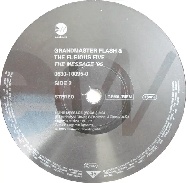 Grandmaster Flash & The Furious Five - The Message 95' (Die Fantastischen Vier Remix), Hip Hop, Conscious, Pop Rap, 1995 - Ea