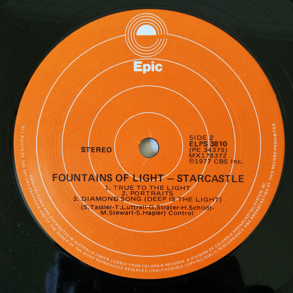 Starcastle - Fountains Of Light, Rock, Prog Rock, 1977 - Epic, Australia, Vinyl 1x LP, Album
