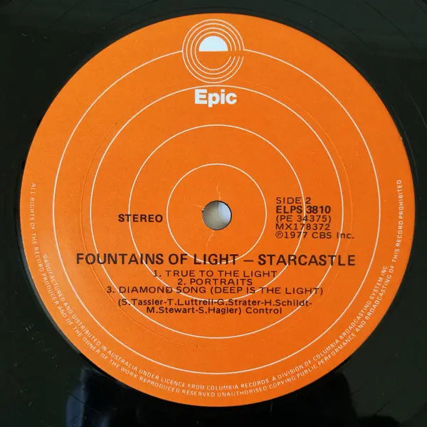 Starcastle - Fountains Of Light, Rock, Prog Rock, 1977 - Epic, Australia, Vinyl 1x LP, Album
