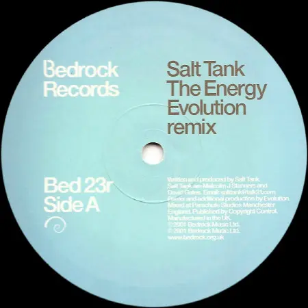 Salt Tank - The Energy, Electronic, Progressive Trance, 2001 - Bedrock Records, UK, Vinyl 1x 12"