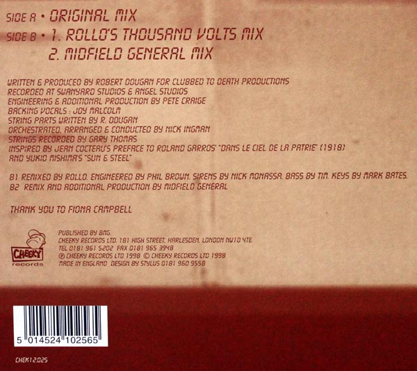 Rob Dougan - Furious Angels, Electronic, Big Beat, Breakbeat, Downtempo, 1998 - Cheeky Records, UK, Vinyl 1x 12", 33 ⅓ RPM