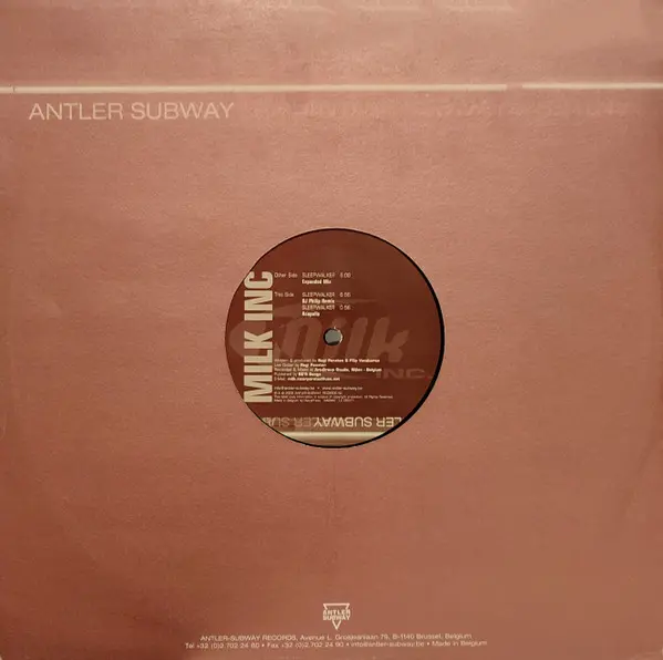 Milk Inc. - Sleepwalker, Electronic, Trance, 2002 - Antler-Subway, Belgium, Vinyl 1x 12"