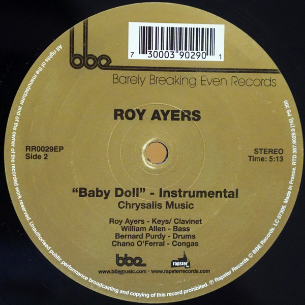 Roy Ayers - Baby Doll, Funk / Soul, Jazz, Disco, Jazz-Funk, 2003 - BBE, Rapster Records, UK, Vinyl 1x 12", 45 RPM, Maxi-Singl
