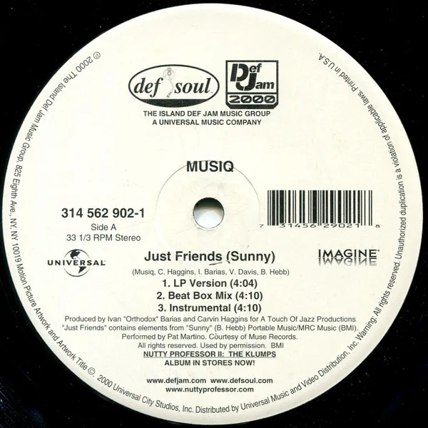 Album cover for Just Friends (Sunny) / Even If by Musiq Soulchild / Method Man