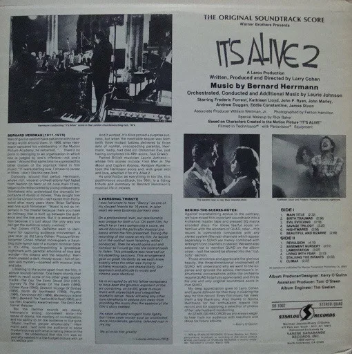 Album cover for It's Alive 2 (Original Soundtrack Score) by Bernard Herrmann