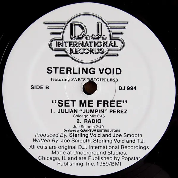 Sterling Void Featuring Paris Brightledge - Set Me Free, Electronic, Deep House, Garage House, 1989 - D.J. International Reco