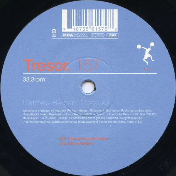 Matthew Herbert - Mistakes, Electronic, Experimental, House, Techno, 2000 - Tresor, Germany, Vinyl 1x 12", 45 RPM, 33 ⅓ RPM
