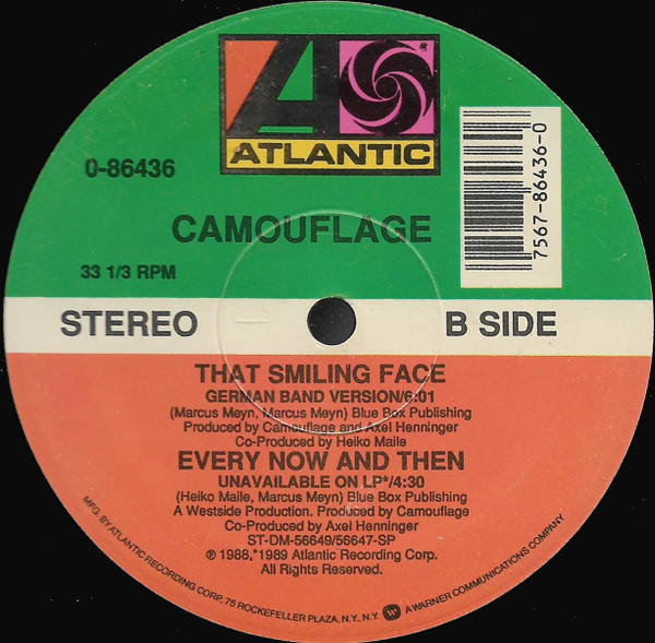 Camouflage - That Smiling Face, Electronic, New Wave, Synth-pop, 1989 - Atlantic, US, Vinyl 1x 12", 33 ⅓ RPM, Single, Stereo