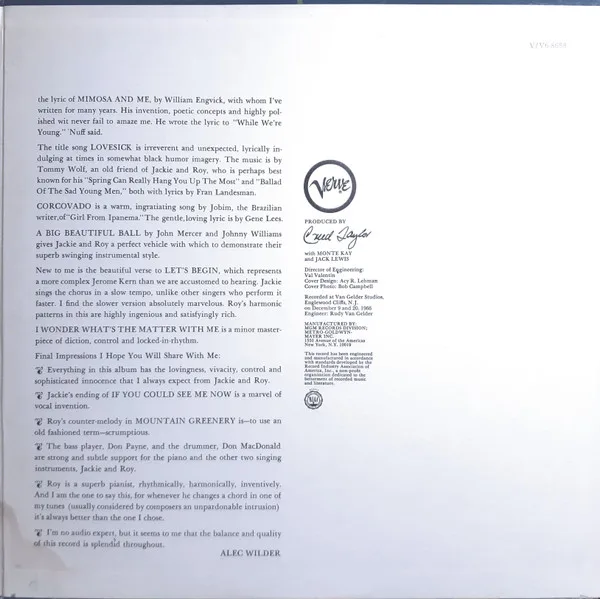 Album cover for Lovesick by Jackie & Roy