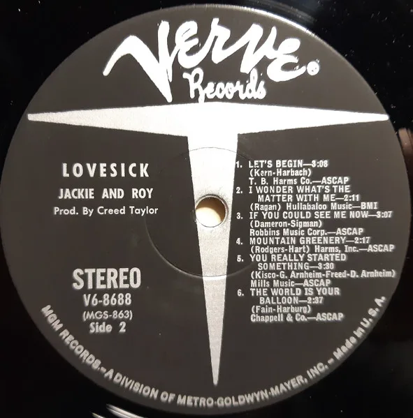 Album cover for Lovesick by Jackie & Roy