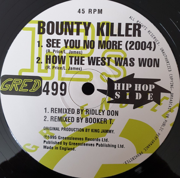 Bounty Killer - See You No More (2004), Reggae, Dancehall, 1995 - Greensleeves Records, UK, Vinyl 1x 12"