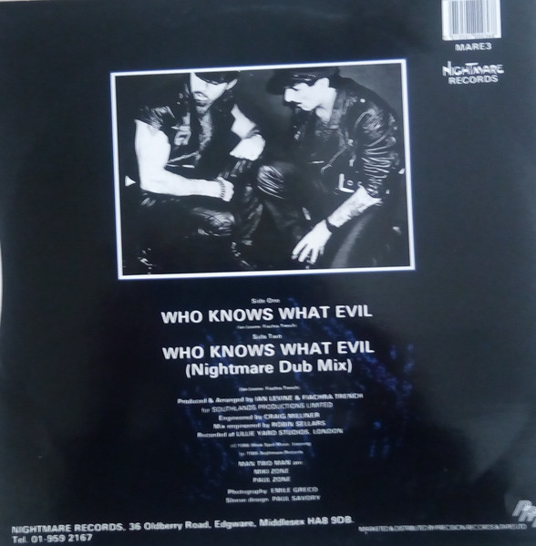 Man 2 Man - Who Knows What Evil ? - 1986 - Hi NRG, Synth-pop - Nightmare Records - Vinyl 1x 12", 45 RPM, Stereo