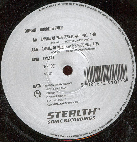 Hoodlum Priest - Capital Of Pain, Electronic, Hardcore, Industrial, Techno, 1991 - Reverb Records (2), Stealth Sonic Recordin