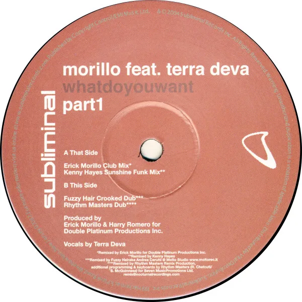 Album cover for What Do You Want (Part 1) by Erick Morillo Feat. Terra Deva
