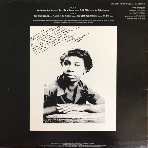 Nina Simone - Here Comes The Sun, Jazz, Soul-Jazz, RCA Victor, Australia, Vinyl 1x LP, Album, Reissue