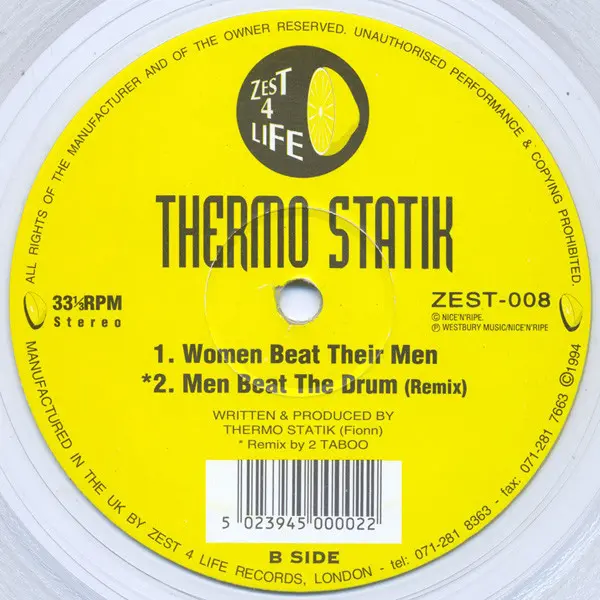 Thermostatik - Visions, Electronic, House, 1994 - Zest 4 Life, UK, Vinyl 1x 12", 33 ⅓ RPM, Stereo Clear