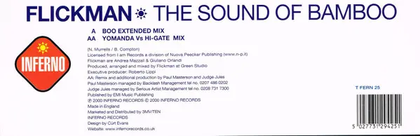 Flickman - The Sound Of Bamboo, Electronic, Progressive Trance, Trance, 2000 - Inferno, UK, Vinyl 1x 12", 45 RPM, Single