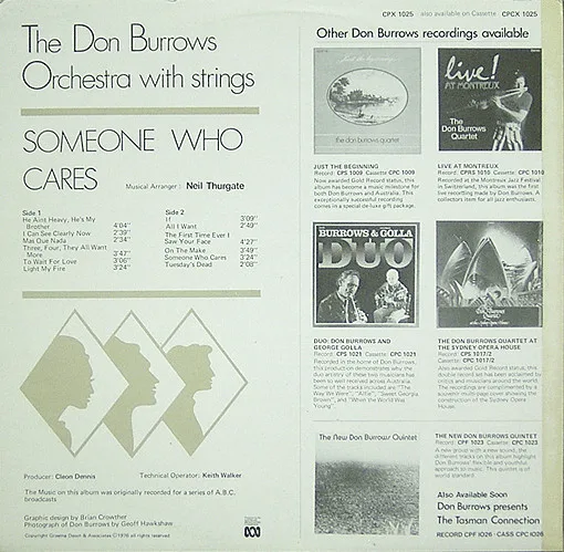 Album cover for Someone Who Cares by Don Burrows Orchestra With Strings, The