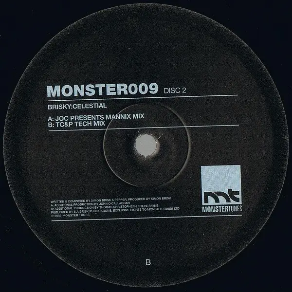 Brisky - Celestial (Disc 2), Electronic, Trance, 2005 - Monster Tunes, UK, Vinyl 1x 12"