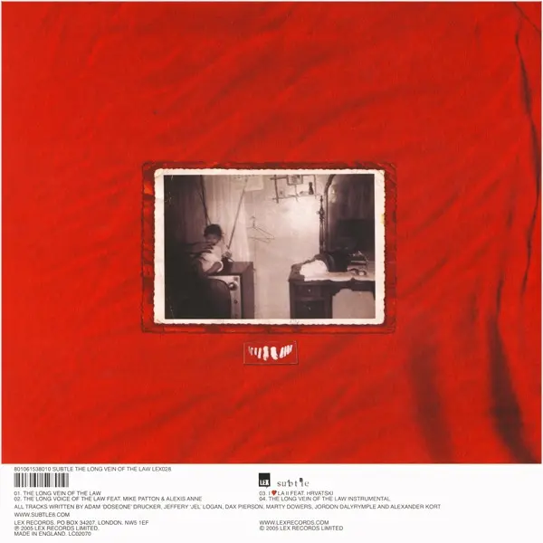Subtle - The Long Vein Of The Law, Electronic, Hip Hop, Rock, Experimental, 2005 - Lex Records, UK, Vinyl 1x 12", Single, 33 