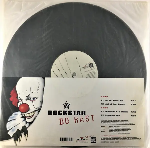 Rockstar - Du Hast, Electronic, Trance, 1999 - King Size Records, Germany, Vinyl 1x 12"