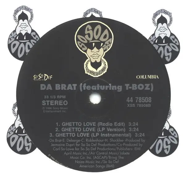 Da Brat Featuring T-Boz - Ghetto Love, Hip Hop, 1996 - So So Def, US, Vinyl 1x 12", 33 ⅓ RPM, Limited Edition
